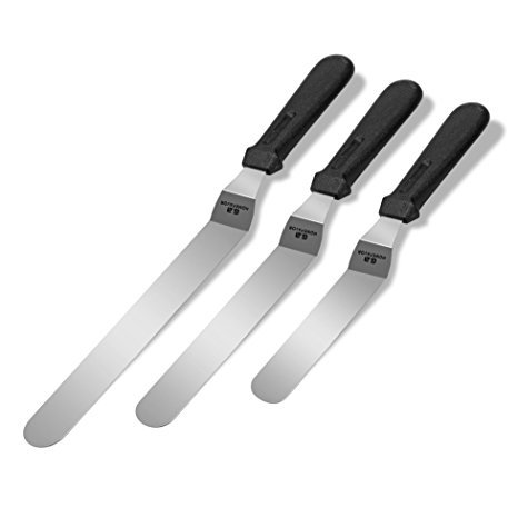 GA Homefavor Stainless Steel Angled Icing Spatula with Polypropylene Handle, Icing Tool for Cakes Decorating, Set of 3
