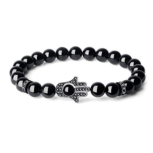 COAI Hamsa Hand Protection Stone Bracelet for Men Women