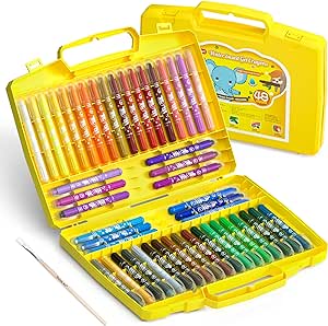 48 Colours Crayons for Toddlers, Shuttle Art Twistable Washable Crayons for Toddlers Kids Children and Students,Non-Toxic Gel Crayons Set with Foldable case,Ideal for Paper Glass and Mirrors