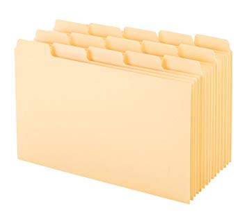 Oxford Index Card Guides with Blank Tabs, 4 x 6 Inches, 1/5 Cut Tabs, Manila, 100 per Box (40462)