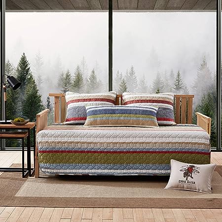 Eddie Bauer- Daybed Set, 4 Piece Cotton Bedding Set, All Season Lodge Home Décor (Salmon Ladder Multi, Daybed)