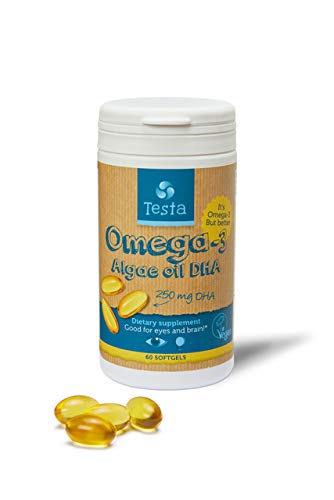 Testa Omega 3 - Vegan DHA - Algae Oil - 250mg DHA - Cut Out The Middle Fish - Plant Based Omega-3 - Healthier Than Fish Oil - 60 Capsules