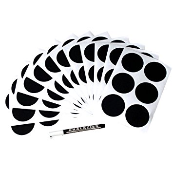 Chalkzies Removable Chalkboard Labels   0.7mm Waterproof Liquid Chalk Marker • 2 Inch Circles • 72-Pack • Perfect Size For REGULAR MOUTH Canning Jar Lids