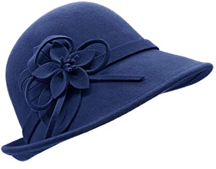 Bellady Women Solid Color Winter Hat 100% Wool Cloche Bucket with Bow Accent