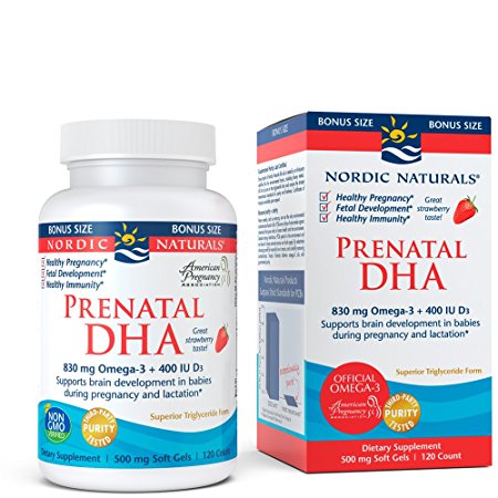 Nordic Naturals Prenatal DHA - Supports Brain Development in Babies During Pregnancy and Lactation, Strawberry Flavored, 120 Soft Gels