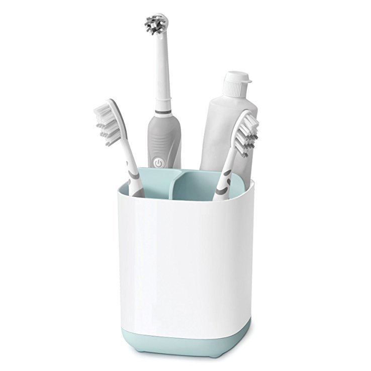 Joseph Joseph Bathroom Easy-Store Toothbrush Caddy, White/Blue