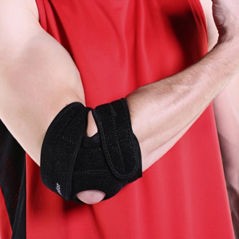 Aodor New Designed Black Adjustable Elbow Brace Support for Sports,Outdoor activities,elbow injury-Tendonitis Elbow Brace-Tennis Elbow Brace-Reflective Logo-One Size Fits All