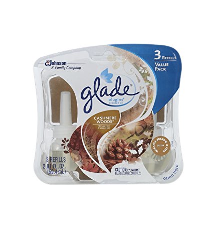 Glade Plugins Scented Oil Air Freshener, Cashmere Woods, 3 count, 2.01 Fluid Ounce