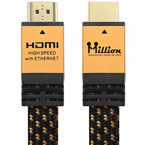 Million High Speed Ultra HDMI Cable 15 Feet (4.6m) with Ethernet - HDMI 2.0 Professional Support 4K 3D 2160P 1440P - Audio Return Channel (ARC),Gold Case