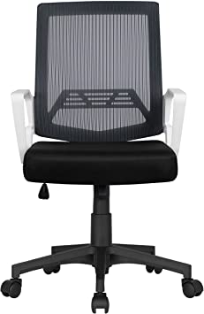 Yaheetech Mid-Back Gray Mesh Swivel Task Computer Desk Chair with Armrest and Lumbar Support