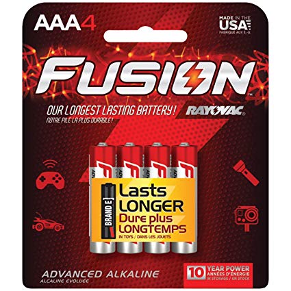 RAYOVAC 824-4TFUS Fusion Long-Lasting Alkaline Batteries (AAA, 4 Pack)