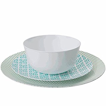 Trendables 60 - Pack Combo Premium Disposable Plastic Plates, Food Grade Plastic Dinner Plates - Aztec Design Includes: 20 x 10.25" Dinner Plates - 20 x 8" Salad - 20 x 24 oz. Salad/Soup Bowls