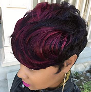 BeiSD Short Pixie Cuts Hair Wigs for Women Girls Short Wigs Heat Resistant Synthetic Wigs for Black Women (988-burgundy)