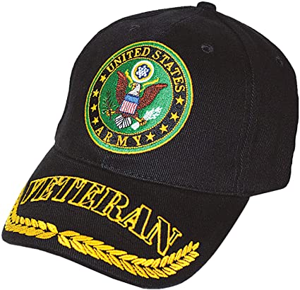 EagleEmblems Men's U.S. Army Veteran Hat, Black, One Size