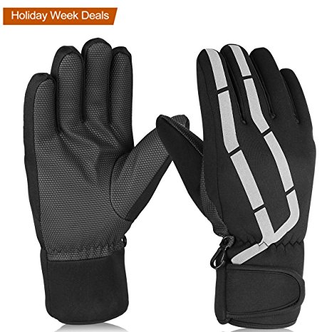 Ski Gloves, Hicool Adult Waterproof Thermal Winter Ski Gloves Snowboard Snowmobile Motorcycle Cycling Outdoor Sports Gloves