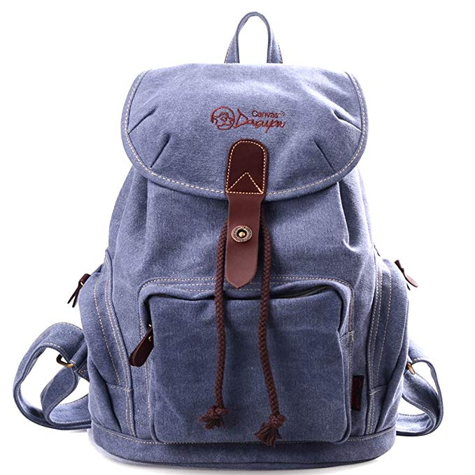 DGY Women's Canvas Backpack for College School Bag Casual Daypack for Girls Travel Backpacks G00117 Jean Blue