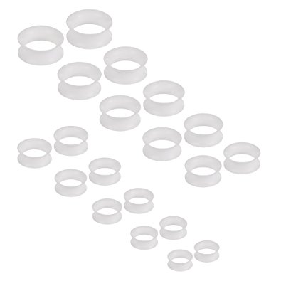 Ruifan Ultra Thin Silicone Ear Skin Flexible Flesh Tunnel Expander Stretching Gauge Earlets Plug Set Gauges Kit 10 Pairs 6g-25/32 inch (4mm-20mm)