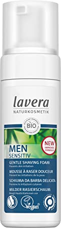 lavera Men Sensitive Gentle Shaving Foam - with organic bamboo & organic Aloe Vera - prevents redness & skin irritations - for sensitive skin - for a thorough shave - vegan - organic (1 x 150 ml)