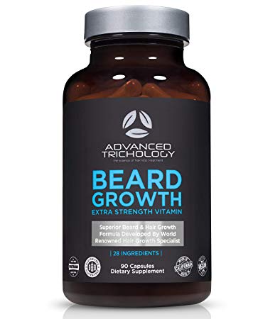 BEARD GROWTH Supplements for Men - Beard Growth Product Scientifically Developed Extra Strength for Men - High Potency Biotin, Saw Palmetto, Silica, Foti - - Dermatologist Recommended - Made in USA