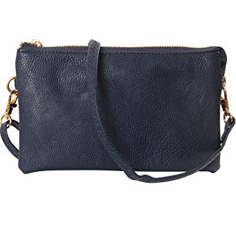 Humble Chic Vegan Leather Small Crossbody Bag Wristlet Clutch Purse, Includes Adjustable Shoulder and Wrist Straps