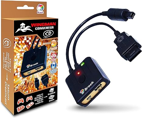 Brook Wingman SD Converter - Support Xb Series X/S/One/360, PS5/PS4/PS3, Xb Elite 1/2, Switch Pro Controllers on Dreamcast Saturn Console, PC(X-Input), Controller Adapter, Turbo and Remap