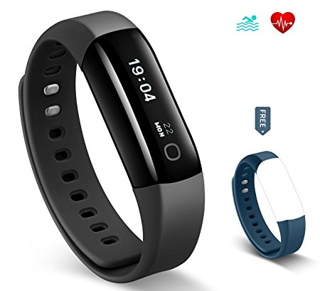 MRS LONG Fitness Tracker Vigorun4 Activity Tracker with Heart Rate Monitor, Swimming Waterproof Fitness Tracker watch , Sleep Monitor/ Notification Reminder/ Smart Bluetooth for Android and iOS