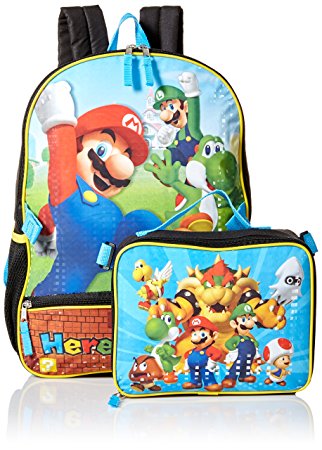 Nintendo Boys' Mario Backpack with Lunch, Black