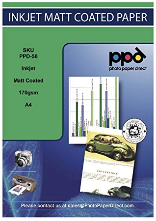 PPD PPD-56-100 Photo Paper A4 170 g/m2 Matt Coated for Inkjet Printer 100 Sheets