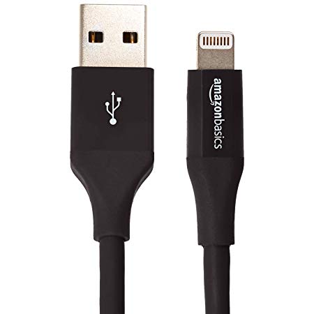 AmazonBasics USB A Cable with Lightning Connector, Advanced Collection - 6 Feet (1.8 Meters) - Single - Black