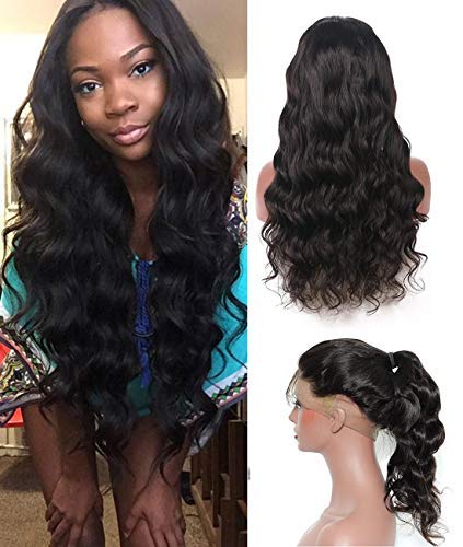 20” Full Lace Human Hair Wigs with Baby Hair 130 Density Glueless Brazilian Virgin Silk Body Wave Human Hair Lace Wigs Pre Plucked Bleached Knots for Black Women