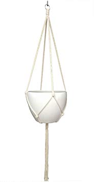 4 Legs Macrame Plant Hanger 6 mm Thickness Cotton Rope Plant Holders for 13" to 14" Plant Pots,Natural Color, 60-inches with Tassel and 40 Inches exclude Tassel