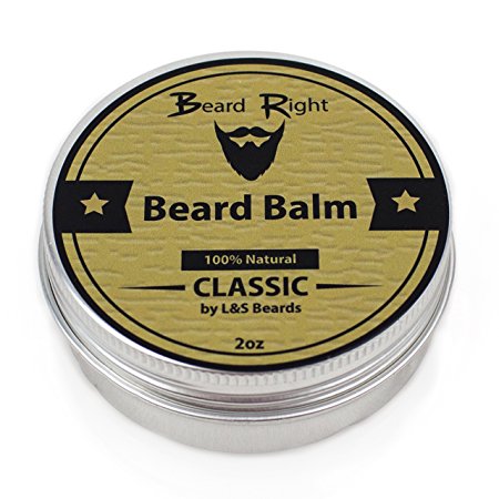 Beard Right Beard Balm Organic and Scented w/ Natural Shea Butter and Argan Oil- 2oz, Give Your Beard It's RIght