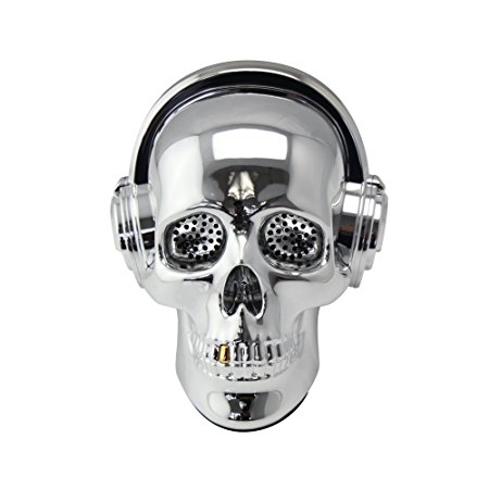 Bluetooth Speaker, SURPHY Stereo Sound Subwoofer Wireless Speaker Especially Mini Skull Head Molding (Silver)