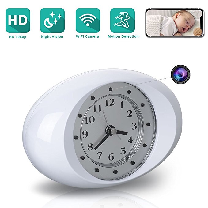 Spy Hidden Alarm Clock Camera-HD 1080P Mini WiFi Nanny Cam with Two-Way Talk/Automatic Night Vision/Loop Recording/Motion Detection P2P Wireless Digita Video Camcorder for Indoor Home Security Monitor