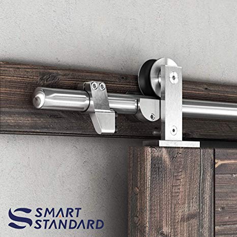 SMARTSTANDARD 6ft Top Mount Sliding Barn Door Hardware Kit - Stainless Steel Heavy Duty Sturdy Barn Door Track - Super Smoothly and Quietly - Fit 36" Wide Door Panel (T Shape Hanger)