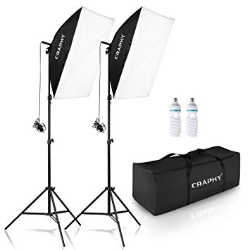 CRAPHY 700W 5500K Photography Studio Soft Box Lighting Kit Continuous Light Equipment for Portrait Video Shooting (20x28 Softbox   80" Tall Light Stand   Carrying Bag)