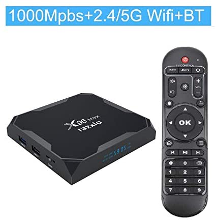 Raxxio X96 Max Smart Android 9.0 TV Box 4GB LPDDR4 Memory 64GB eMMC Flash Amlogic S905X2 Quad Core Arm Cortex A53 @2GHz Dual WiFi Built in for Fast 4K 1080P Viewing of Netflix, YouTube etc