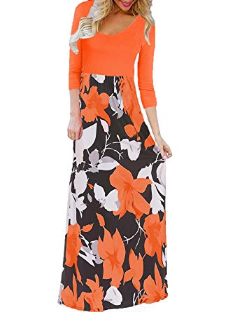 BLUETIME Women's Summer Boho Sleeveless Floral Print Tank Long Maxi Dress