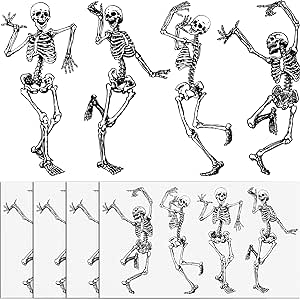 4 Pieces Skeleton Bumper Stickers Dancing Skeleton Bumper Laptop Stickers Skull Stickers Car Decorative Stickers for Computer, Luggage, Refrigerator, DIY Craft, 5 Inch