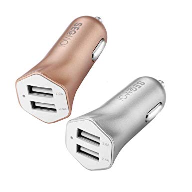 Car Charger Adapter, 2-Pack Dual USB Auto/Car Phone Charger Double Port Mini Vehicle Charging Adaptor Compatible with iPhone XR XS Max X 8 7 6 Plus 5 5s 5c SE iPad 4 Air Pro Mini Cell Phone Tablet