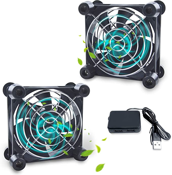 Computer Fan Cabinet Fan Dual 80mm Quiet USB Cooling Fan DC 5v brushless Router Cooler for Receiver Projector Laptops AV Cabinets Cooling
