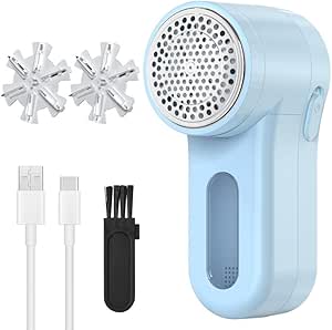 Rasoir Anti Bouloche, 3W Électrique Anti Bouloche pour Vêtements, Rasoir Vetement Anti Peluche Rechargeable avec 2 têtes de Rasage, Rasoir Bouloche pour Pulls, Couvertures, Tapis, Peluches, Canapé