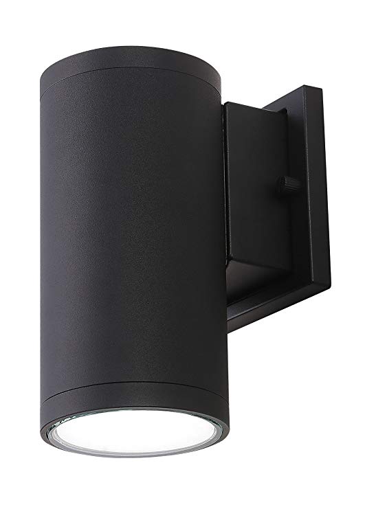 Cloudy Bay LED Outdoor Wall Light Fixture,13W Modern Exterior Outside Light,5000K Daylight White Cylinder Porch Light,Black