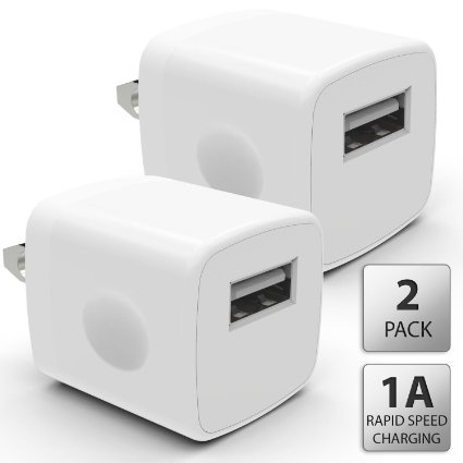 2 PCS Rapid USB AC Universal Power Home Wall Travel Charger Adapter [ MIKASA TECH ] Compatible iPhone 6 6s PLUS 4 4S 5 5s 5c Samsung HTC [White]