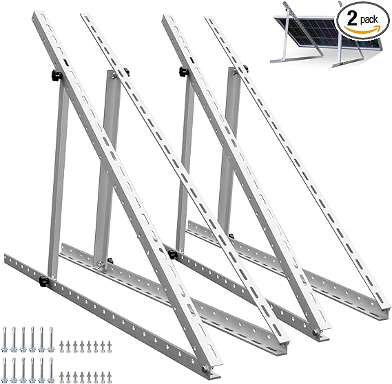 ECO-WORTHY 2 Sets 45inch Adjustable Solar Panel Tilt Mount Brackets with Foldable Tilt Legs, Ieal for 2-4pcs 180 200 300 400 Watt Solar Panel for Roof, RV, Boat, and Off-Grid