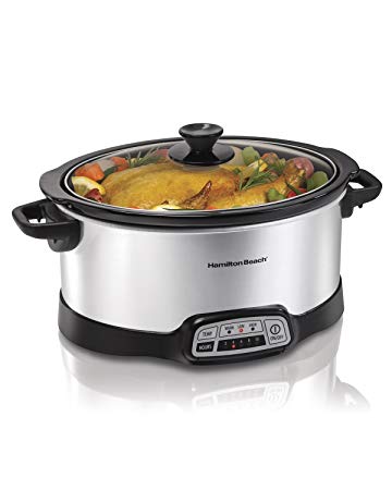 Hamilton Beach (33473) Slow Cooker Crock with Touch Pad and Flexible Easy Programming Options, 7 Quart Dishwasher Safe Pot, Silver (Certified Refurbished)