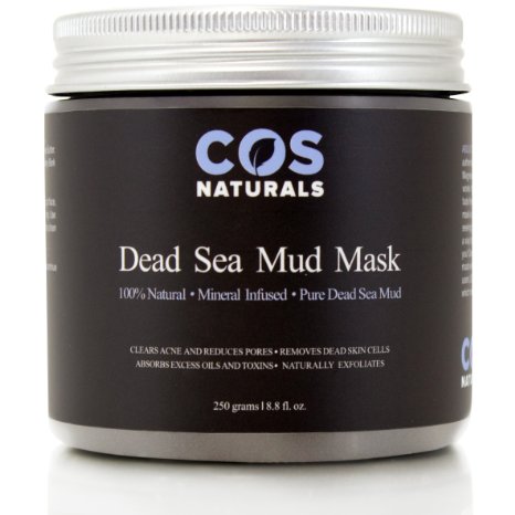 COS Naturals DEAD SEA MUD MASK For Face And Body 100% NATURAL ORGANIC Additive Free Pure Mineral Infused Deep Skin Cleanser Clears Acne Reduces Pores Wrinkles 8.8 Oz.