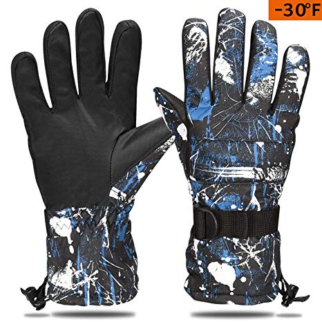 Cevapro Ski Gloves, Waterproof Thermal Insulation Gloves Winter Warm Gloves Skiing Skating Snowboarding Shoveling Under -30°F
