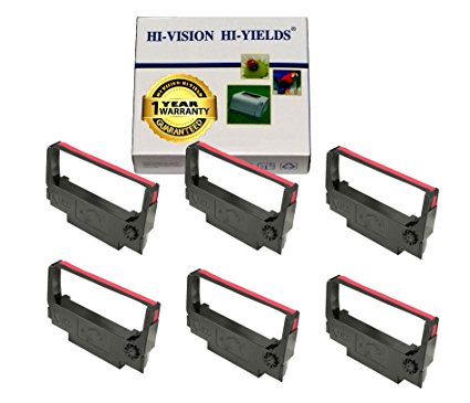 HI-VISION Compatible ERC 30/34/38 (Black/Red) Ink Ribbon Replacement (6 Pack) for ERC-30, M119, M119B, M119D, M133A, M270, M52JB, IT-U375, TM-200, TM-260