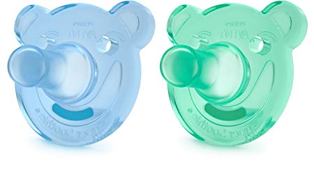 Philips Avent Soothie Pacifier, 3  months, Green/Blue, Bear Shape, 2 pack, SCF194/04